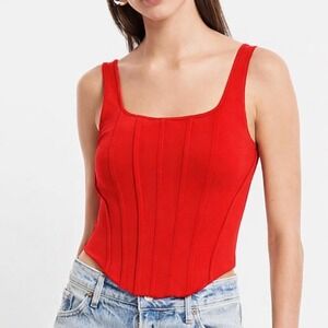 Express Body Contour Red Corset Tank Top Festival Sculpting Stretch XL